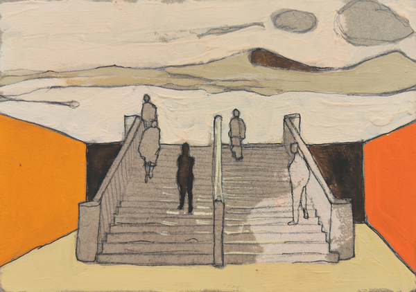 escalier - 13x18 - tempera